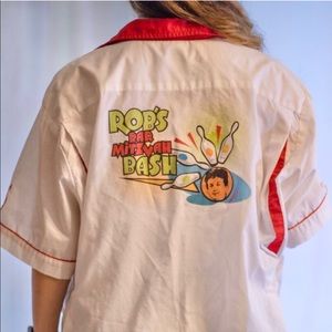 White Cruisin USA Graphic Button-Up Bowling Shirt